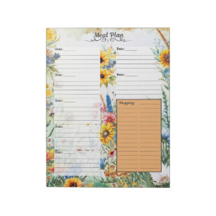 Floral Fantasy 7 Day Meal Planner Notepad