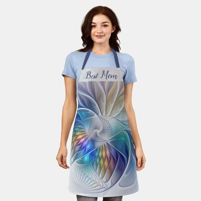 Floral Fantasy, Abstract Fractal Flower Best Mum Apron (Worn)