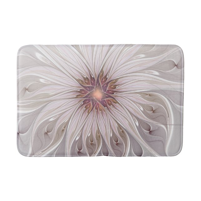 Floral Fantasy, Abstract Modern Pastel Flower Bath Mat (Front)