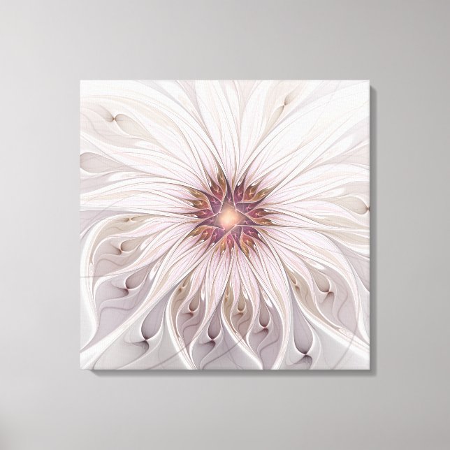 Floral Fantasy, Abstract Modern Pastel Flower Canvas Print (Front)