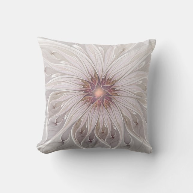 Floral Fantasy, Abstract Modern Pastel Flower Cushion (Front)