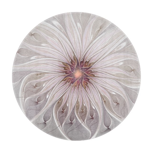 Floral Fantasy, Abstract Modern Pastel Flower Cutting Board (Front)