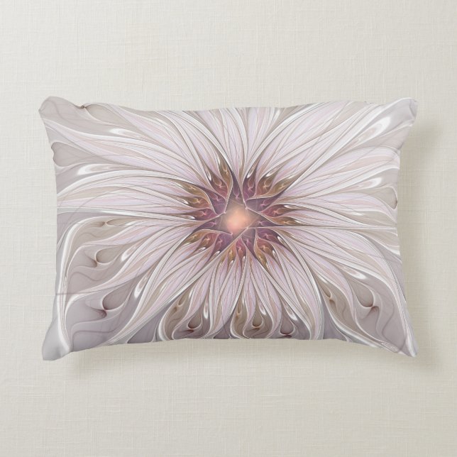 Floral Fantasy, Abstract Modern Pastel Flower Decorative Cushion (Front)