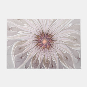 Floral Fantasy, Abstract Modern Pastel Flower Doormat