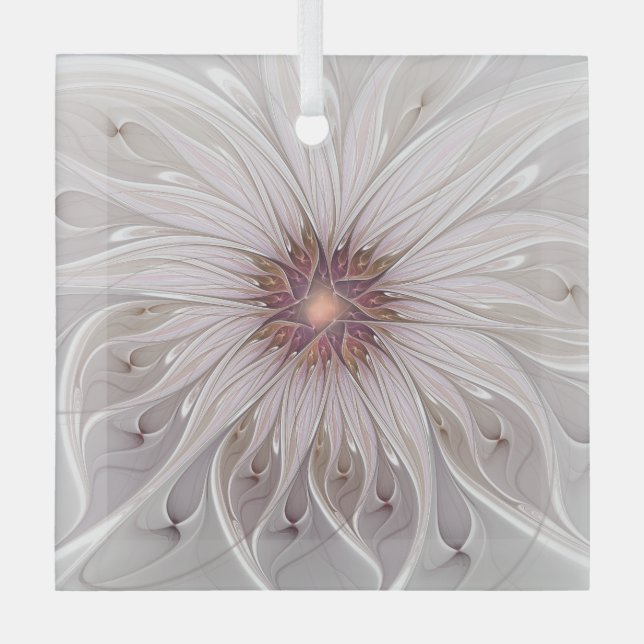 Floral Fantasy, Abstract Modern Pastel Flower Glass Tree Decoration (Front)