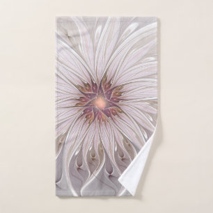 Floral Fantasy, Abstract Modern Pastel Flower Hand Towel
