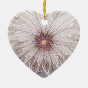 Floral Fantasy Abstract Modern Pastel Flower Heart Ceramic Tree Decoration