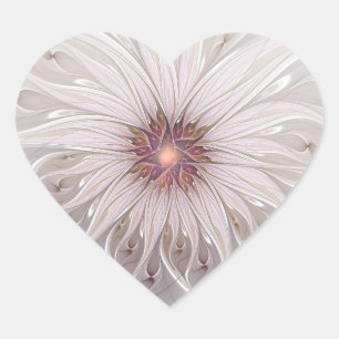 Floral Fantasy, Abstract Modern Pastel Flower Heart Sticker