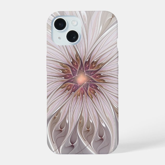 Floral Fantasy, Abstract Modern Pastel Flower iPhone 15 Case (Back)