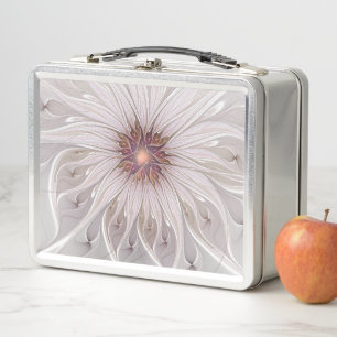 Floral Fantasy, Abstract Modern Pastel Flower Metal Lunch Box