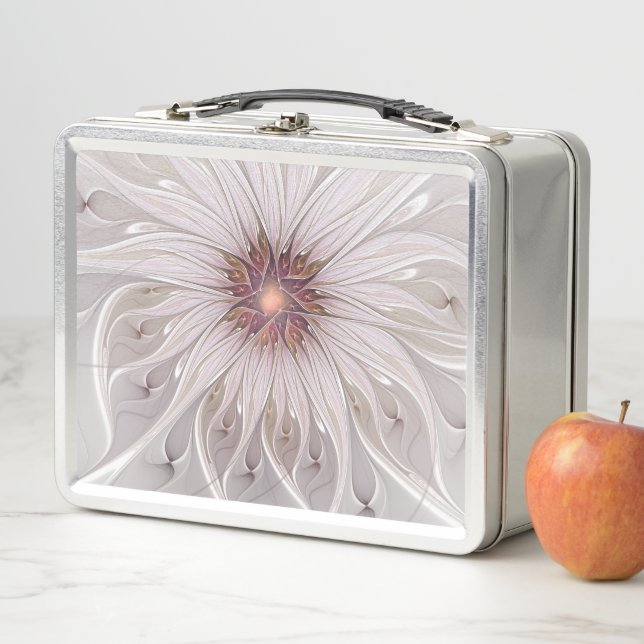Floral Fantasy, Abstract Modern Pastel Flower Metal Lunch Box (In Situ)