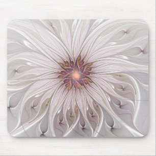 Floral Fantasy, Abstract Modern Pastel Flower Mouse Mat