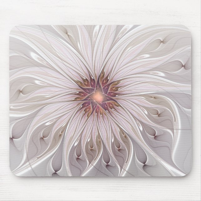 Floral Fantasy, Abstract Modern Pastel Flower Mouse Mat (Front)