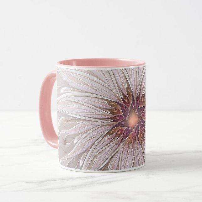 Floral Fantasy, Abstract Modern Pastel Flower Mug (Front Left)