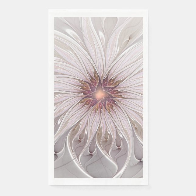 Floral Fantasy, Abstract Modern Pastel Flower Napkin (Front)