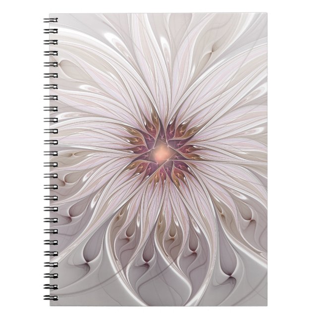 Floral Fantasy, Abstract Modern Pastel Flower Notebook (Front)