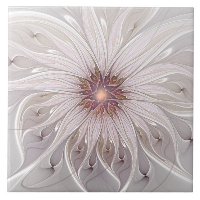 Floral Fantasy, Abstract Modern Pastel Flower Tile (Front)