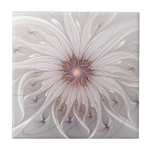 Floral Fantasy, Abstract Modern Pastel Flower Tile