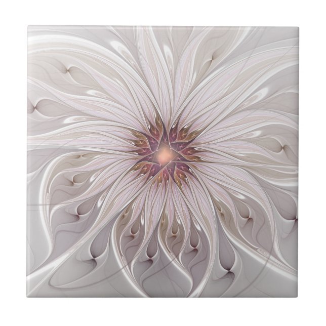 Floral Fantasy, Abstract Modern Pastel Flower Tile (Front)