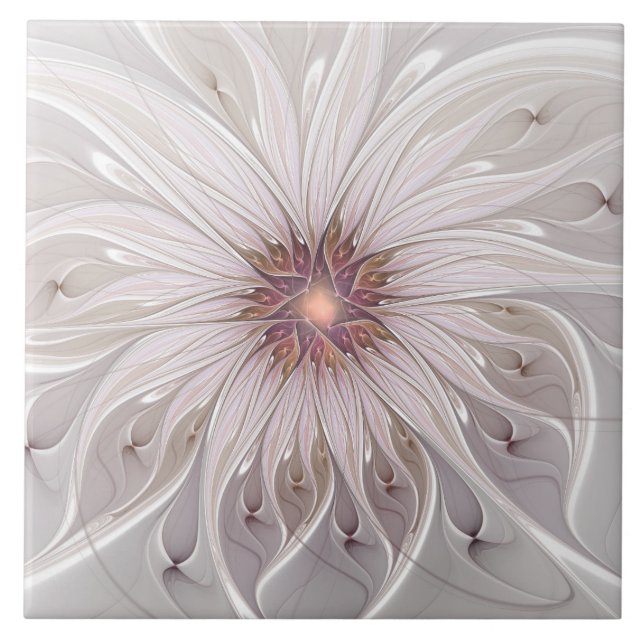 Floral Fantasy, Abstract Modern Pastel Flower Tile (Front)