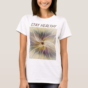 Floral Fantasy Aubergine Abstract Fractal Own Text T-Shirt