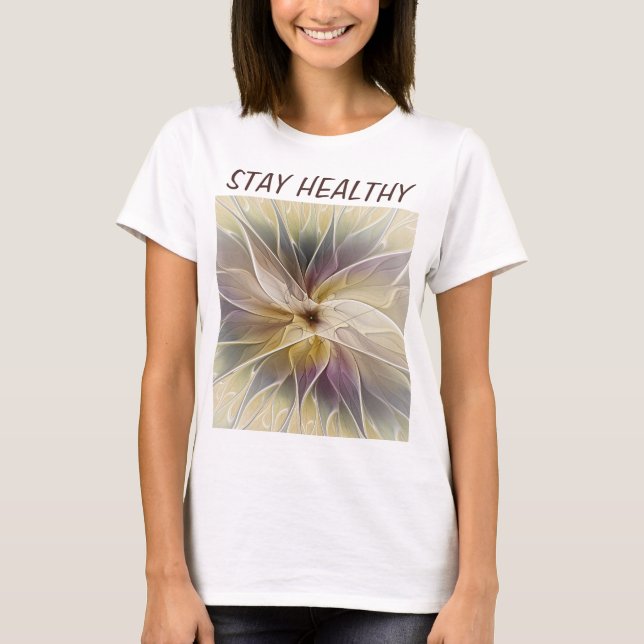 Floral Fantasy Aubergine Abstract Fractal Own Text T-Shirt (Front)
