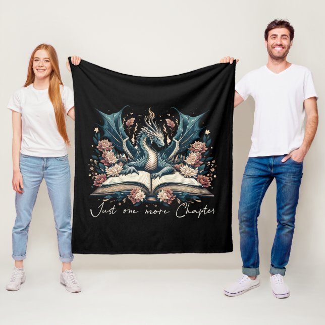 Floral Fantasy Book Dragon Fleece Blanket (In Situ)