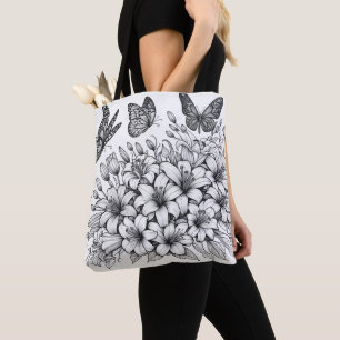 Floral Fantasy Butterfly Colouring  Tote Bag