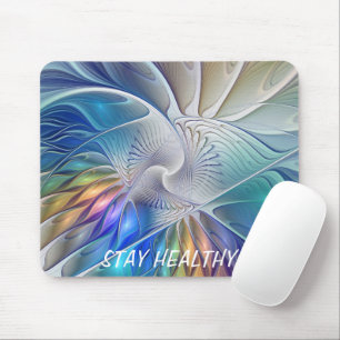 Floral Fantasy, Colorful Abstract Fractal Flower Mouse Mat