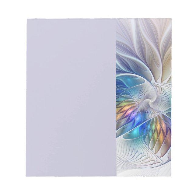 Floral Fantasy, Colorful Abstract Fractal Flower Notepad (Front)