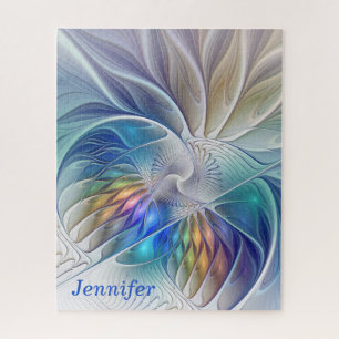 Floral Fantasy, Colourful Abstract Art Flower Name Jigsaw Puzzle