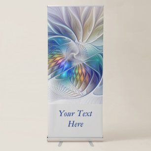 Floral Fantasy, Colourful Abstract Flower Text Retractable Banner