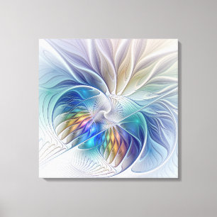 Floral Fantasy, Colourful Abstract Flower Triptych Canvas Print