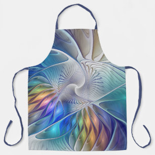 Floral Fantasy, Colourful Abstract Fractal Flower Apron