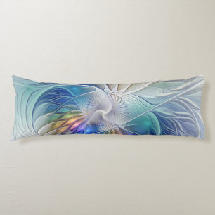 Floral Fantasy, Colourful Abstract Fractal Flower Body Cushion