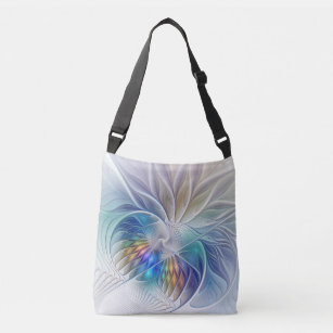 Floral Fantasy, Colourful Abstract Fractal Flower Crossbody Bag