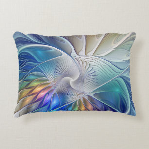 Floral Fantasy, Colourful Abstract Fractal Flower Decorative Cushion