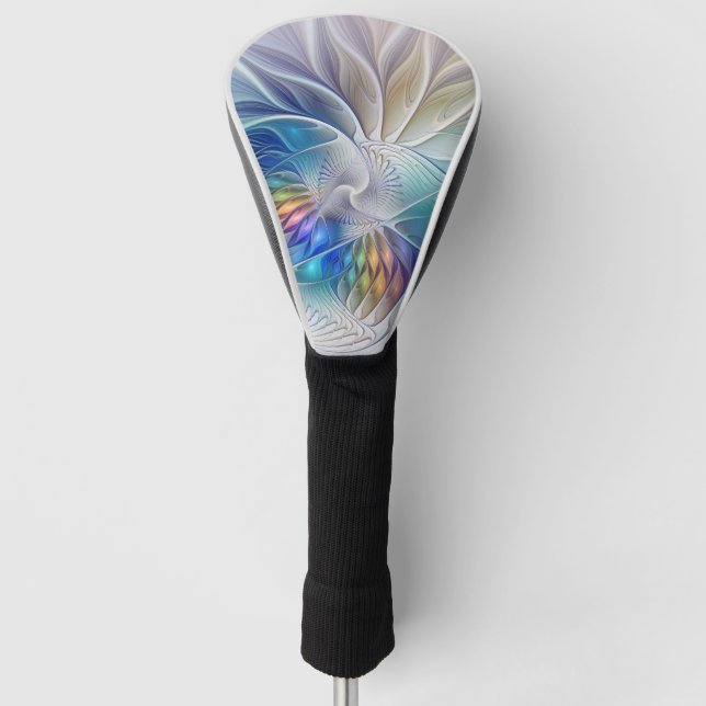 Floral Fantasy, Colourful Abstract Fractal Flower Golf Head Cover (Front)
