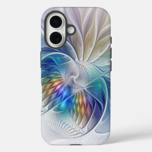 Floral Fantasy, Colourful Abstract Fractal Flower iPhone 16 Case