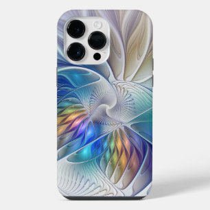 Floral Fantasy, Colourful Abstract Fractal Flower iPhone 14 Pro Max Case