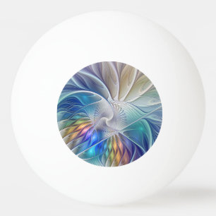 Floral Fantasy, Colourful Abstract Fractal Flower Ping Pong Ball