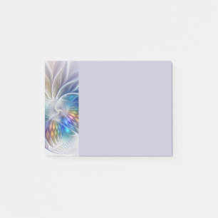 Floral Fantasy, Colourful Abstract Fractal Flower Post-it Notes