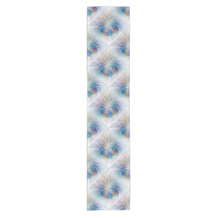 Floral Fantasy, Colourful Abstract Fractal Flower Short Table Runner