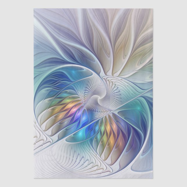 Floral Fantasy, Colourful Abstract Fractal Flower Tissue Paper (Front)