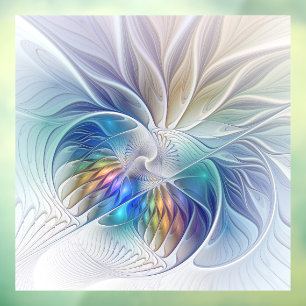 Floral Fantasy, Colourful Abstract Fractal Flower Window Cling