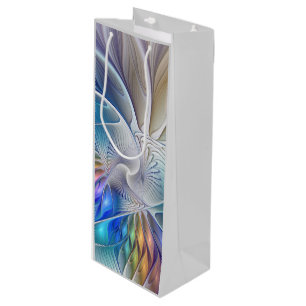 Floral Fantasy, Colourful Abstract Fractal Flower Wine Gift Bag