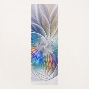 Floral Fantasy, Colourful Abstract Fractal Flower Yoga Mat