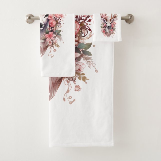 🌸 Floral Fantasy Deer Towel Set 🦌 (Insitu)
