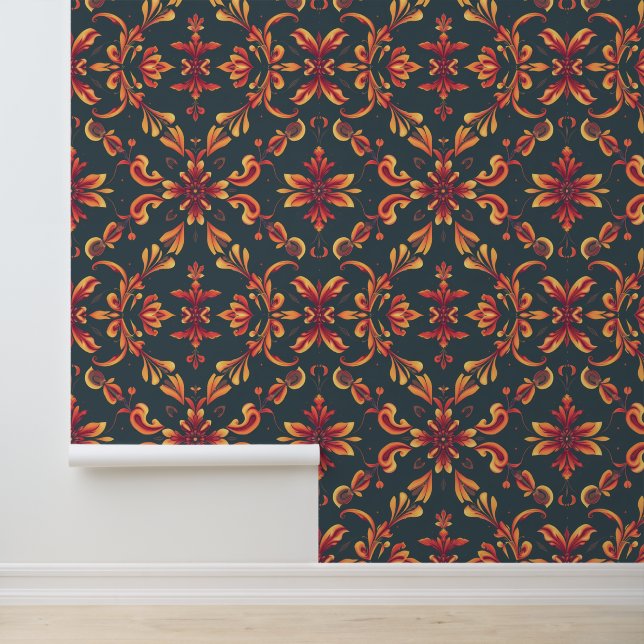 Floral Fantasy: Elegant Autumn-Inspired Pattern Wallpaper (Application)