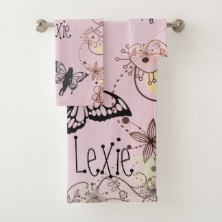 Floral Fantasy Fairies Personalised Bath Towel Set